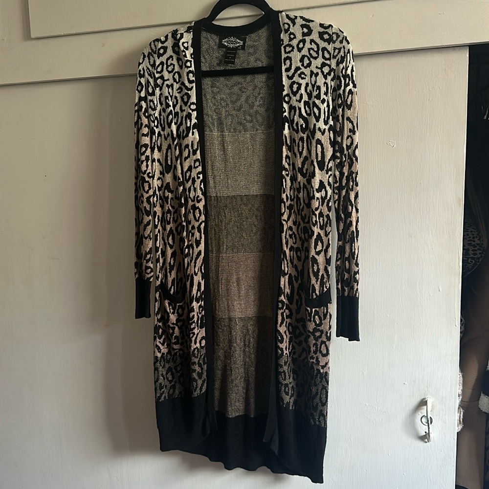 Oliver by Escio ombré leopard print long cardigan size M